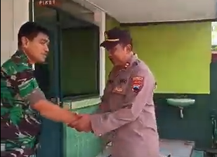Silaturahmi ke Koramil 09/Somagede, Polsek Somagede Perkuat Soliditas TNI-Polri