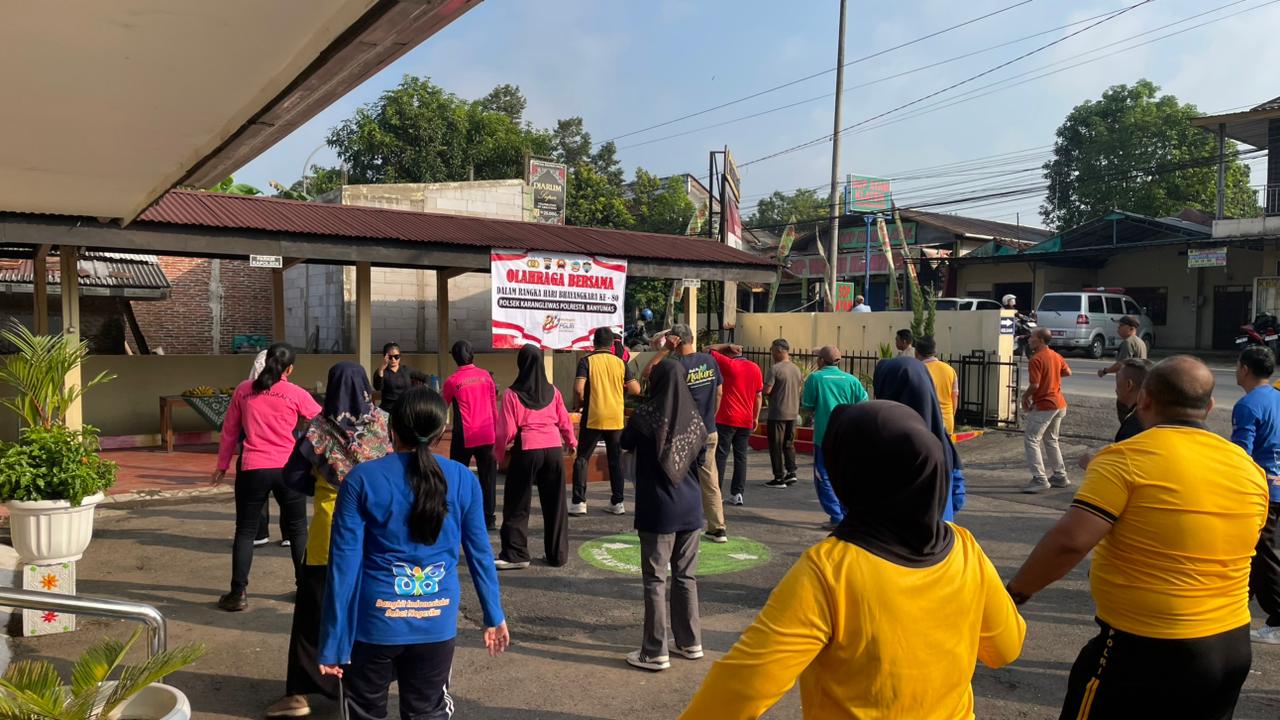 HUT Bhayangkara ke-80, Polsek Karanglewas Banyumas Bangun Soliditas Lewat Olahraga Bersama